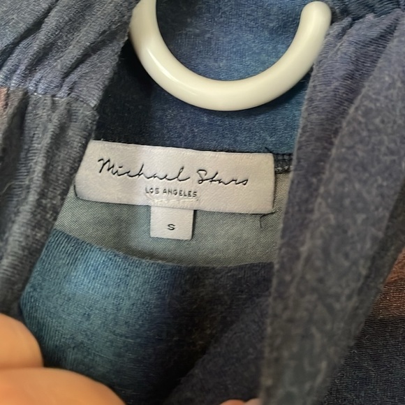 Michael Stars Small Blue and Brown Long Sleeve Turtleneck Top - Picture 2 of 8